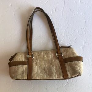 Fossil Signature Linen and Leather Purse vintage